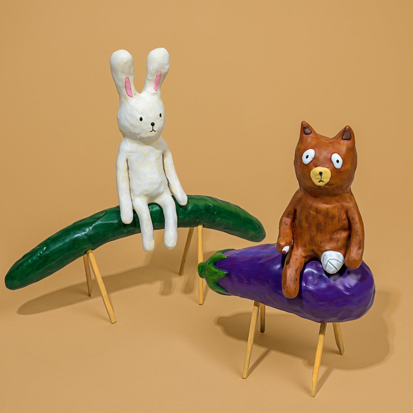 Cucumber horse and Aubergine cow