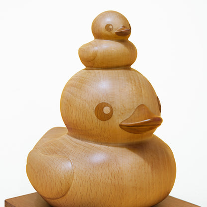 ”Double Ducks" 7-inch Wooden Sculpture