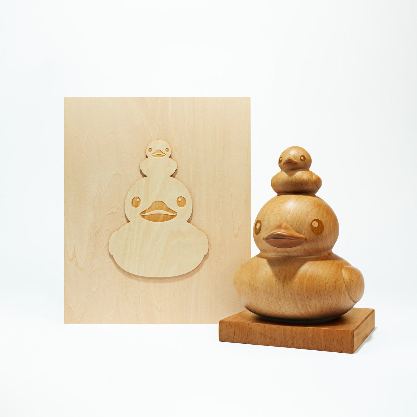 ”Double Ducks" 7-inch Wooden Sculpture