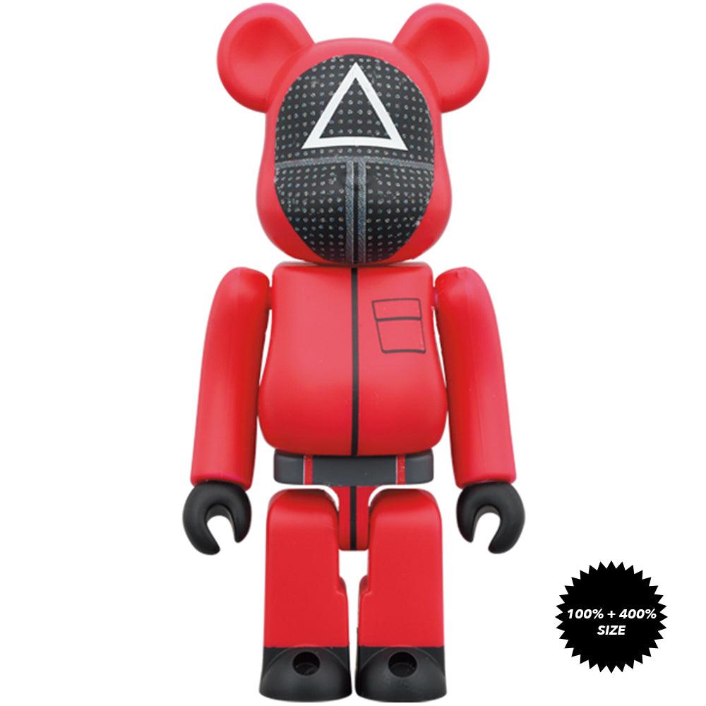 Pop Art Fusion - PopArtFusion - Medicom Toy BE@RBRICK Squid Games ▲ Red Guard, Two-Piece (100% and 400%) set box by Medicom Toy (Limited Edition Art Toy Collectible) 4530956602585 popartfusion.com by Conectid