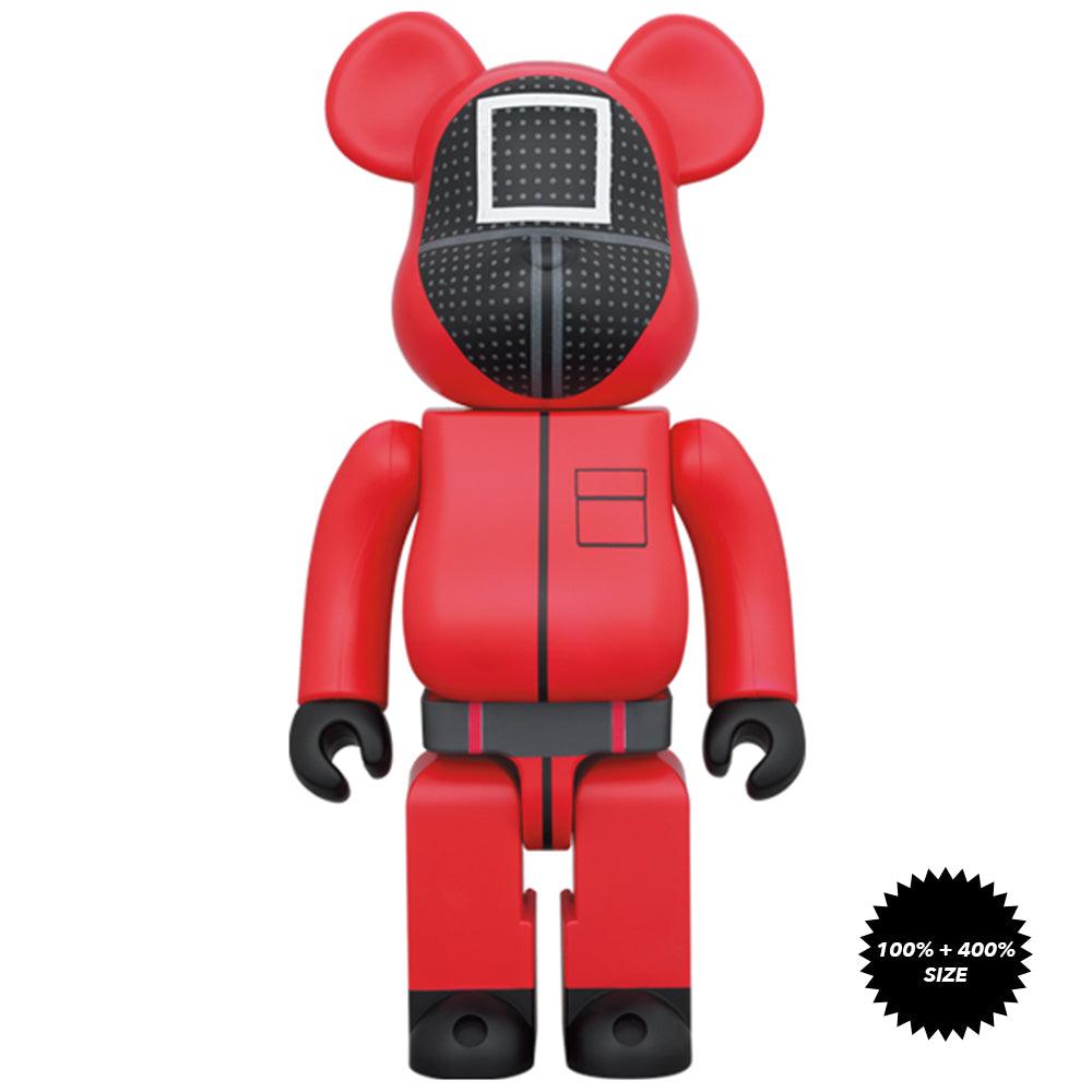 Pop Art Fusion - PopArtFusion - Medicom Toy BE@RBRICK Squid Games ■ Red Guard, Two-Piece (100% and 400%) set box by Medicom Toy (Limited Edition Art Toy Collectible) 4530956602608 popartfusion.com by Conectid