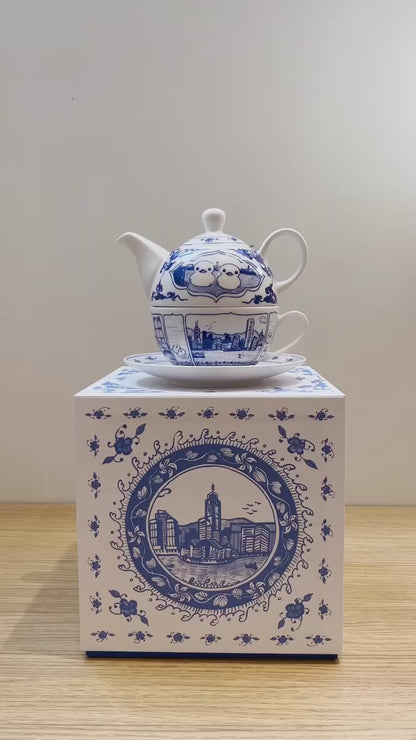 Double Ducks Ceramic Tea-For-One Teapot Set